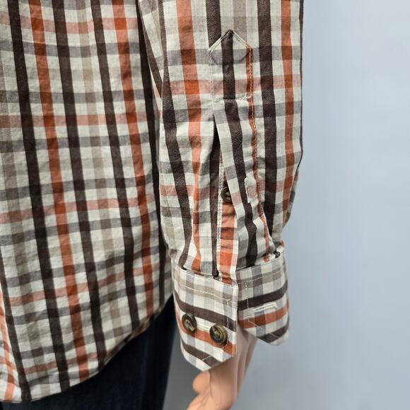 Johnston & Murphy Shirt Men XXL 2XL Brown Multicolor Checked Button down L/S - Picture 7 of 12